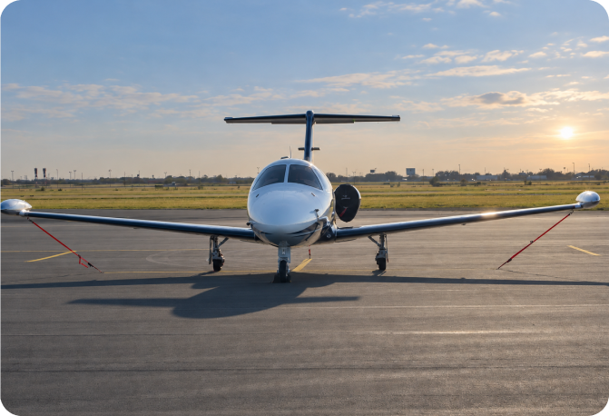 A business jet on the runway at South Texas International Airport at Edinburg