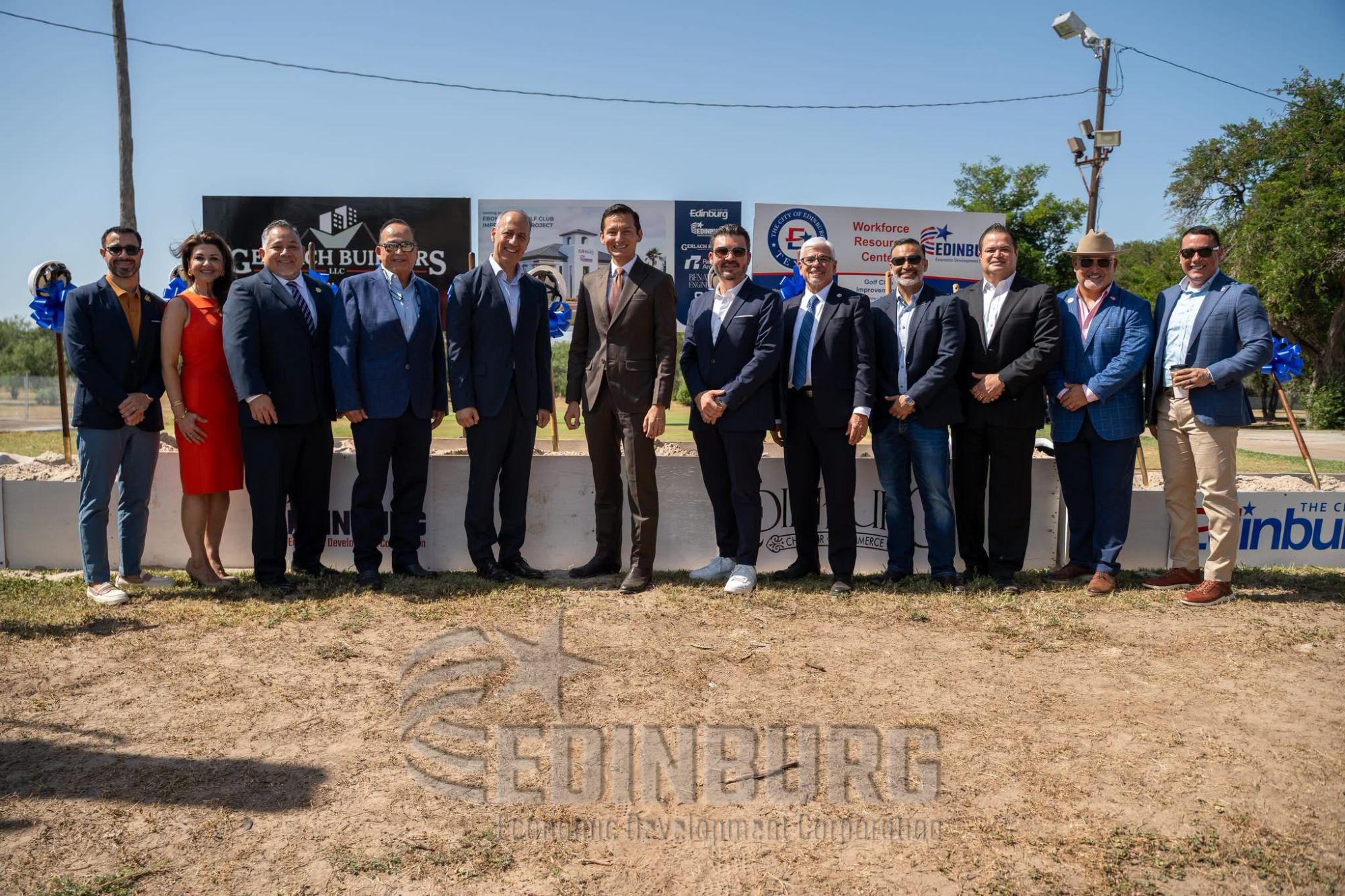 Edinburg EDC and City of Edinburg leaders at the groundbreaking for the Workforce Resource Center and golf clubhouse project