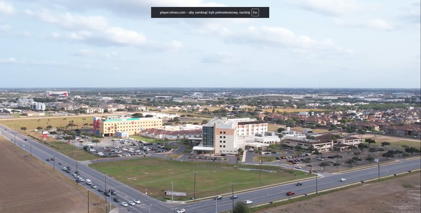 Aerial view of an Edinburg healthcare campus